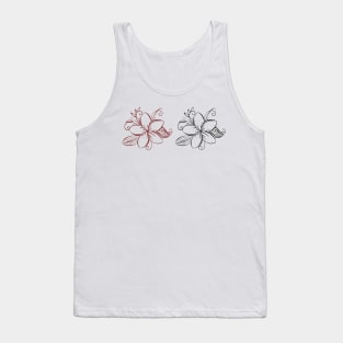 red black line art flower illustration Tank Top